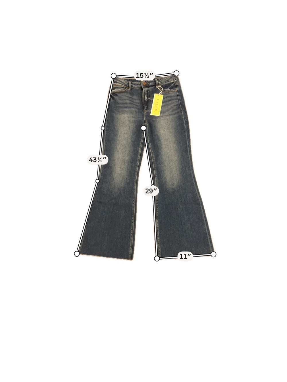 Risen High Rise Raw Hem Flare Jeans Size 13/31 - Picture 2 of 8